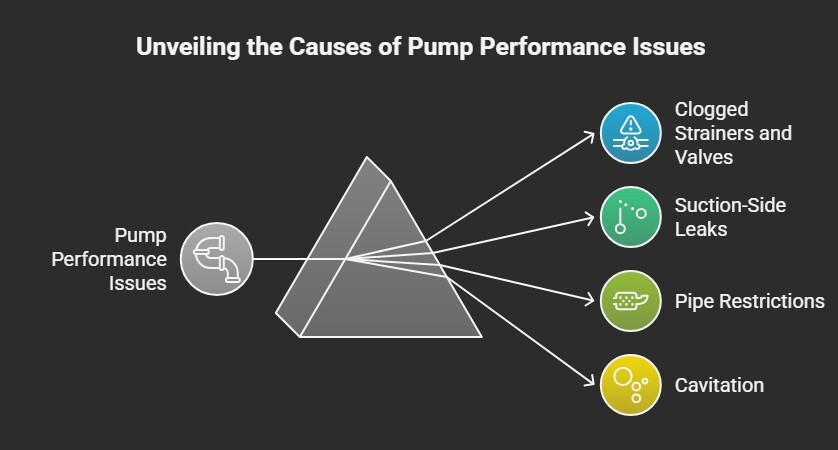 Diagram showing common causes of pump performance issues.